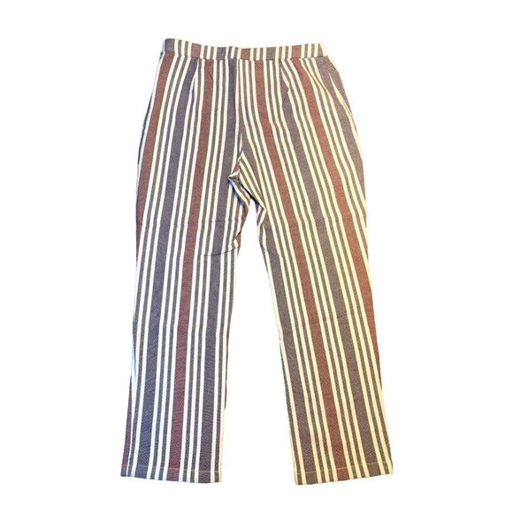 Free People Linen Cropped Pants Mod Stripe Women's Size 4 Red, White, Blue - Picture 4 of 8